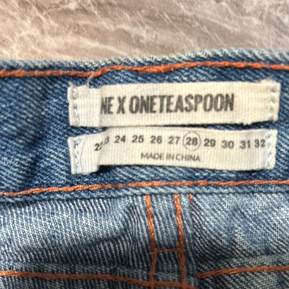 One Teaspoon Blue High-Waisted Jean Shorts - Picture 8 of 14